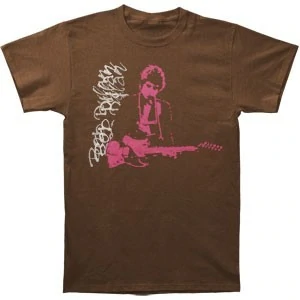 BOB DYLAN- Purple Photo Of Bob Dylan Playing Guitar- T-Shirt